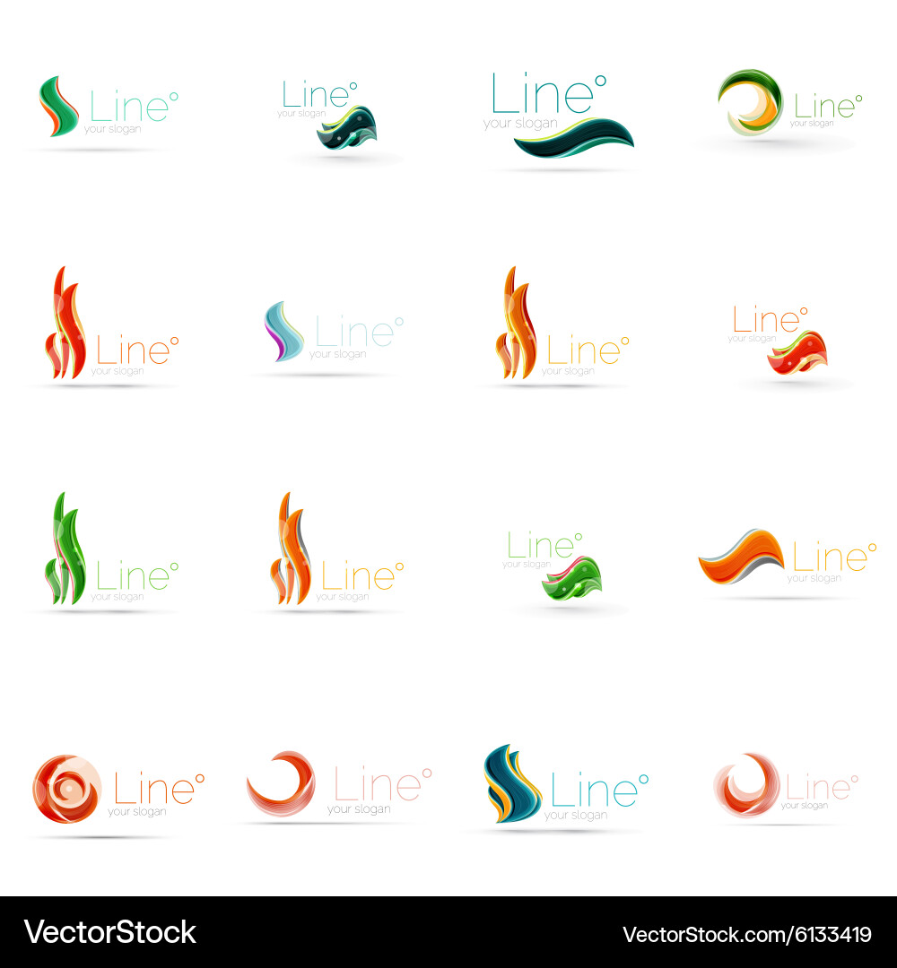 Set of abstract wavy elements circles swirls Vector Image