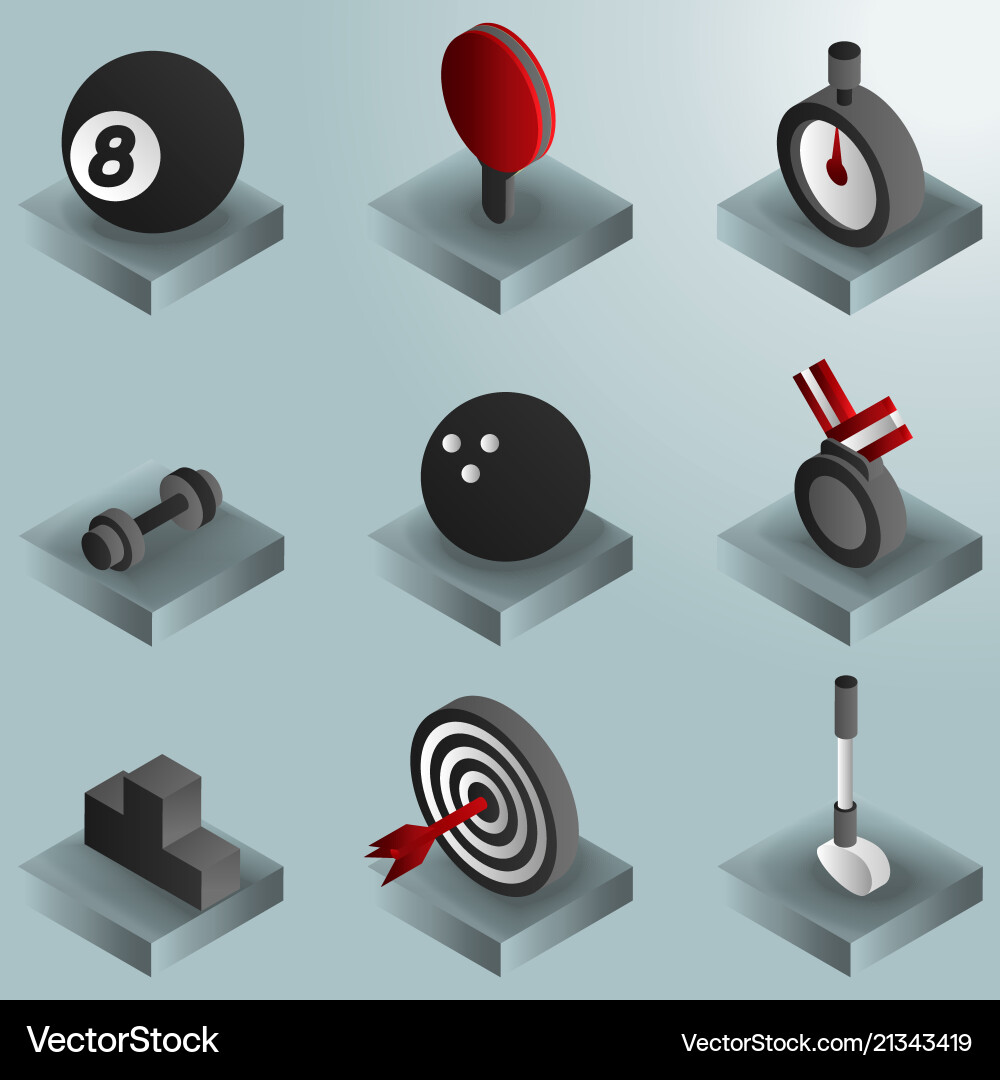 Sport color gradient isometric icons Vector Image