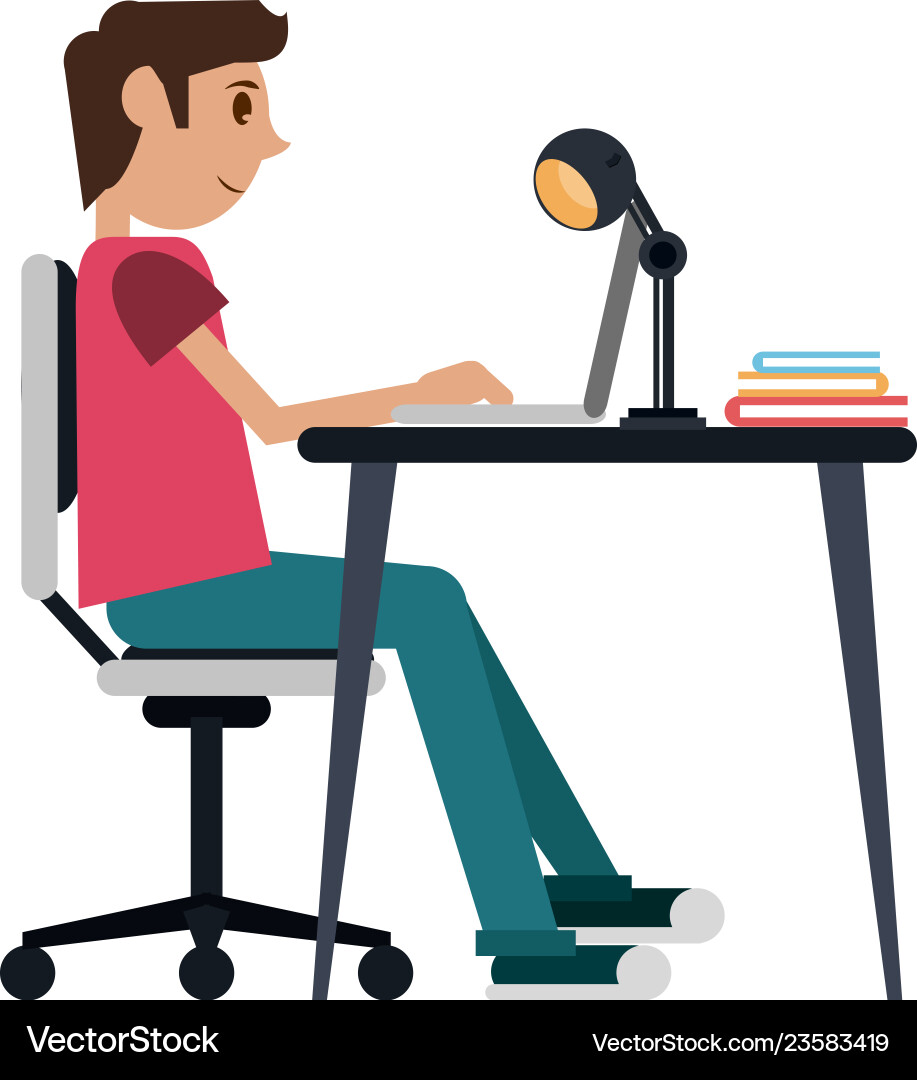 Student with computer Student with computer vector image