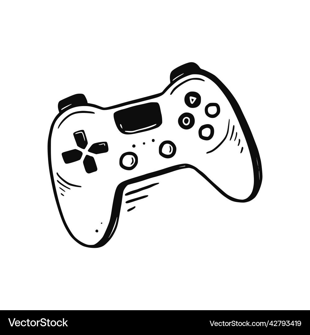 Video game joystick hand drawn doodle control Video game joystick hand drawn doodle control vector image