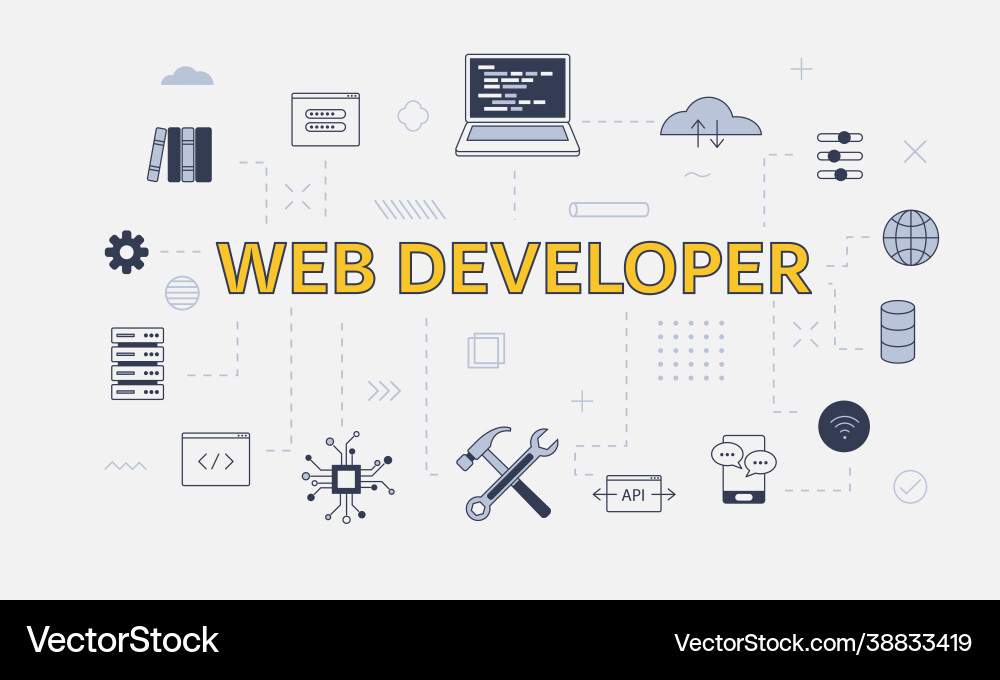 Website development concept with icon set Website development concept with icon set vector image