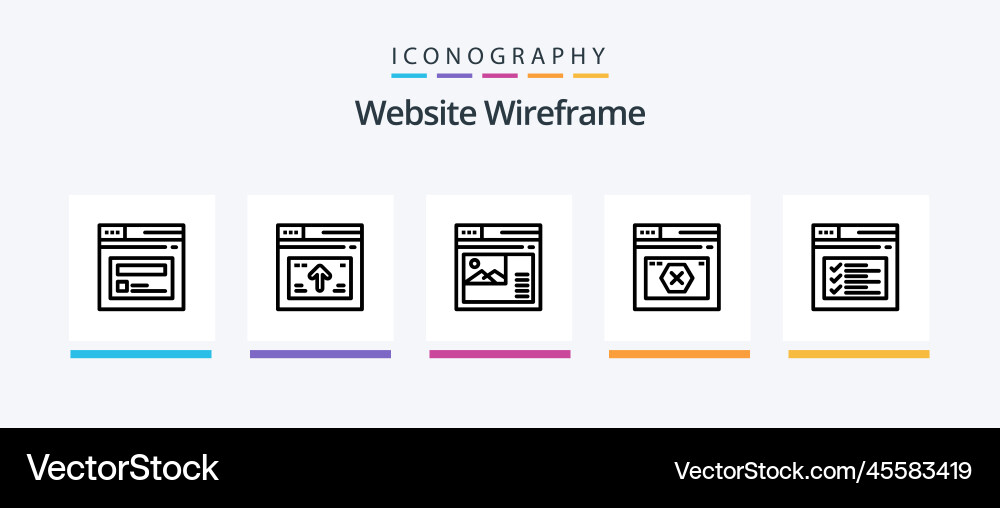 Website wireframe line 5 icon pack including web vector image