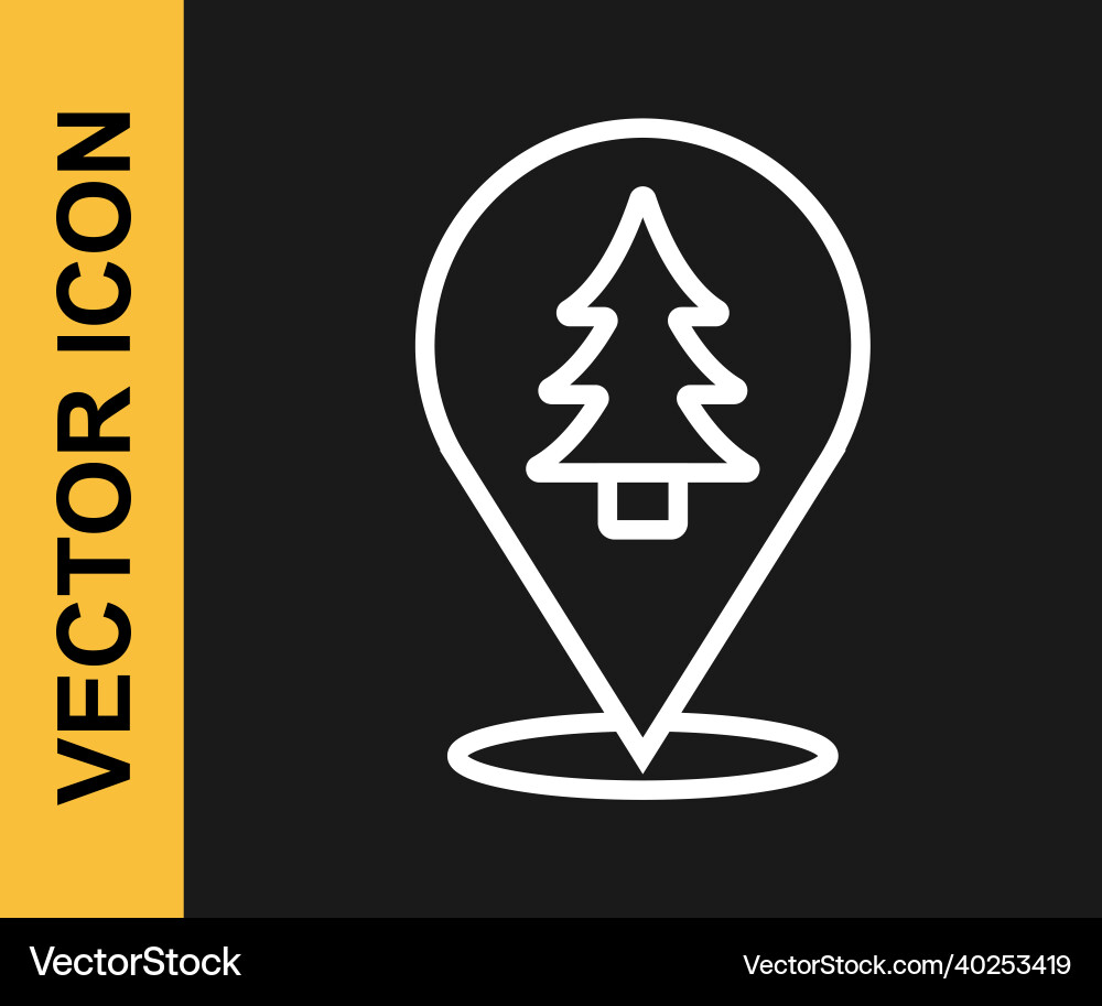White line location of the forest on a map icon Vector Image