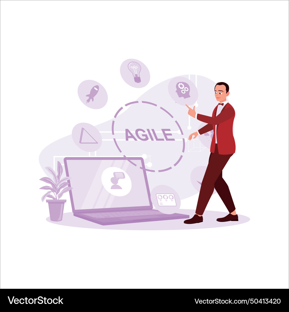 Concept of virtual agile development methodology vector image