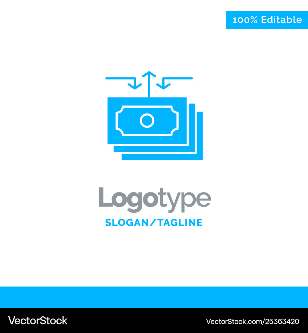 Dollar flow money cash report blue solid logo Dollar flow money cash report blue solid logo vector image