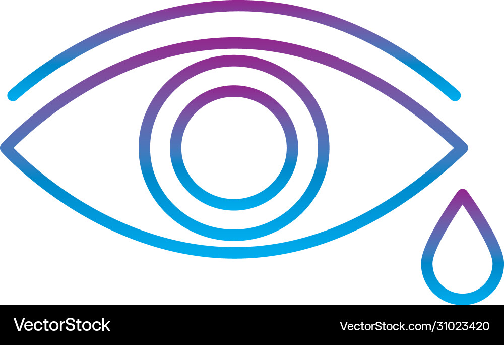 Eye with drop gradient line style icon vector image