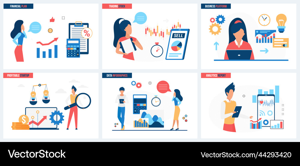 Finance Analytics Data Report Set vector image