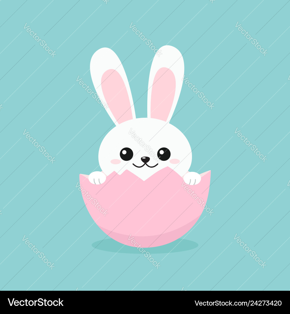 Funny easter bunny inside egg Funny easter bunny inside egg vector image