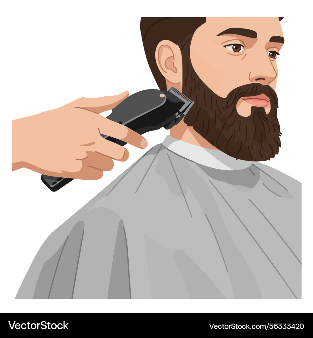 Man Getting Beard Trim with Clipper Vector Image