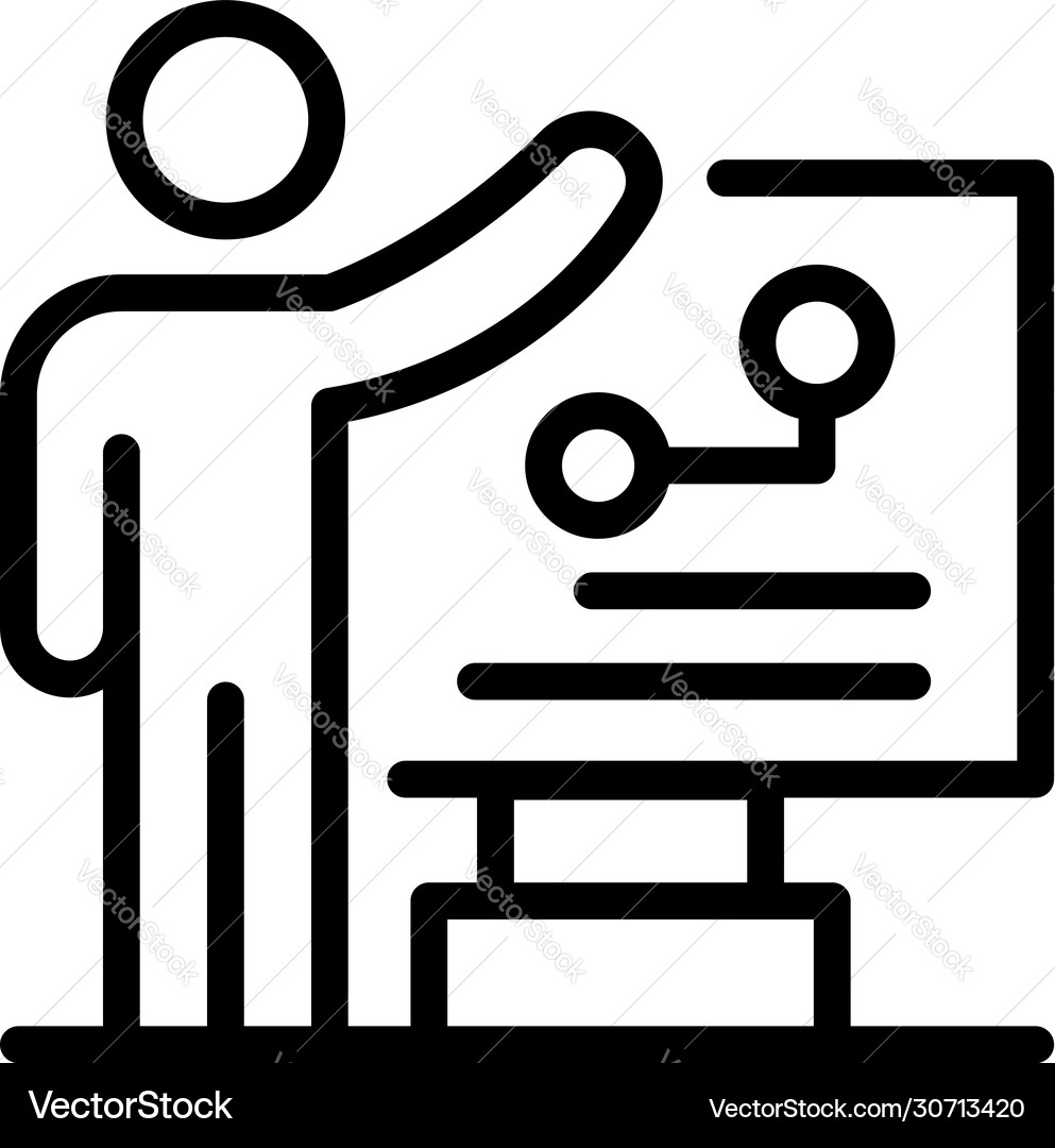 Man near flipchart icon outline style Vector Image