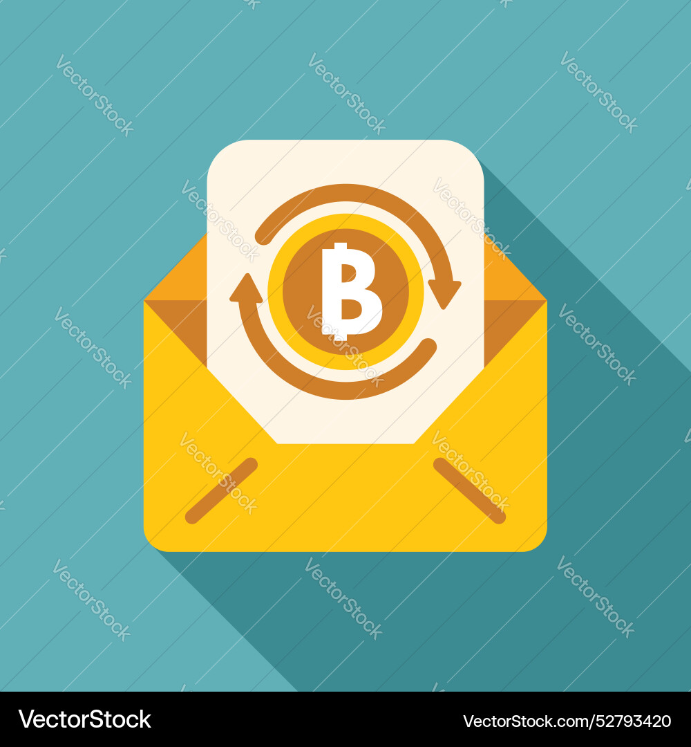 Open envelope containing bitcoin currency rotating Open envelope containing bitcoin currency rotating Vector Image