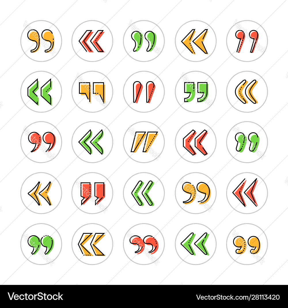 Quotes collection - set linear web Quotes collection - set linear web vector image