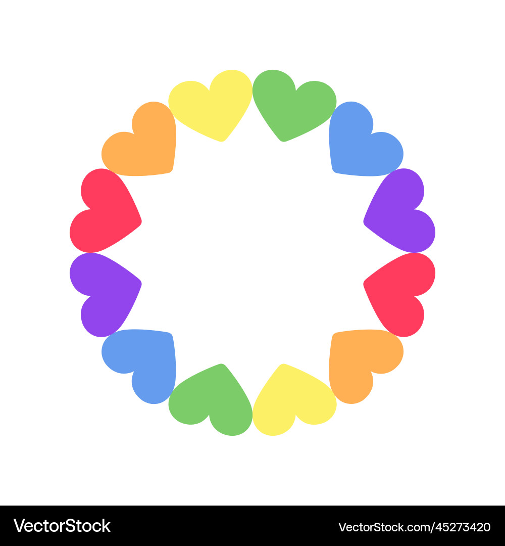 Rainbow heart pattern frame simple minimal border Rainbow heart pattern frame simple minimal border vector image