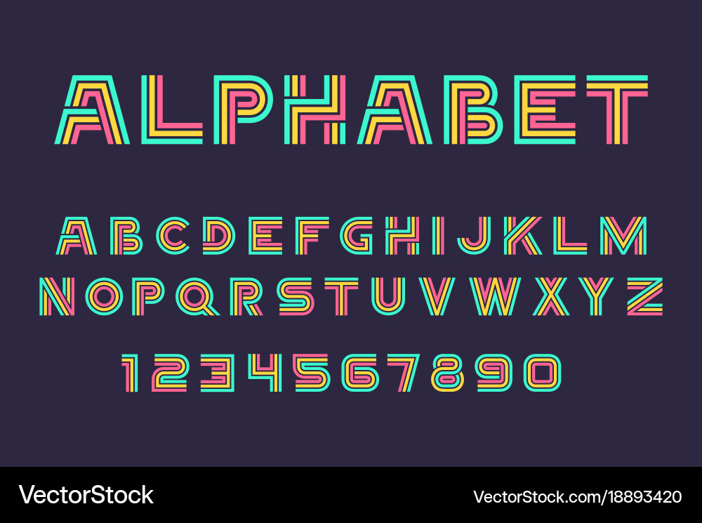 Retro Alphabet Font Collection Vector Image