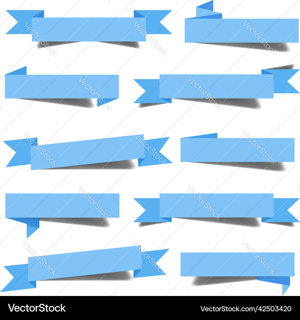 Ribbon set with blue color design element vector image