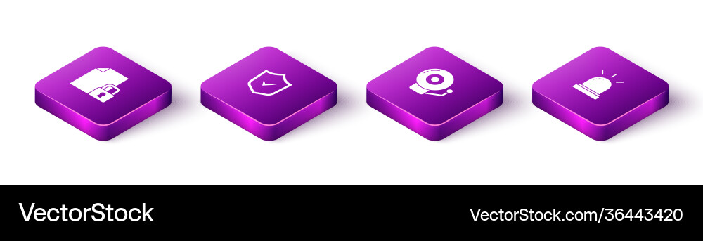 Set isometric document and lock shield with check Set isometric document and lock shield with check vector image