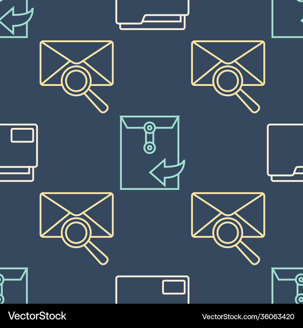 Set line document folder envelope with magnifying Set line document folder envelope with magnifying vector image
