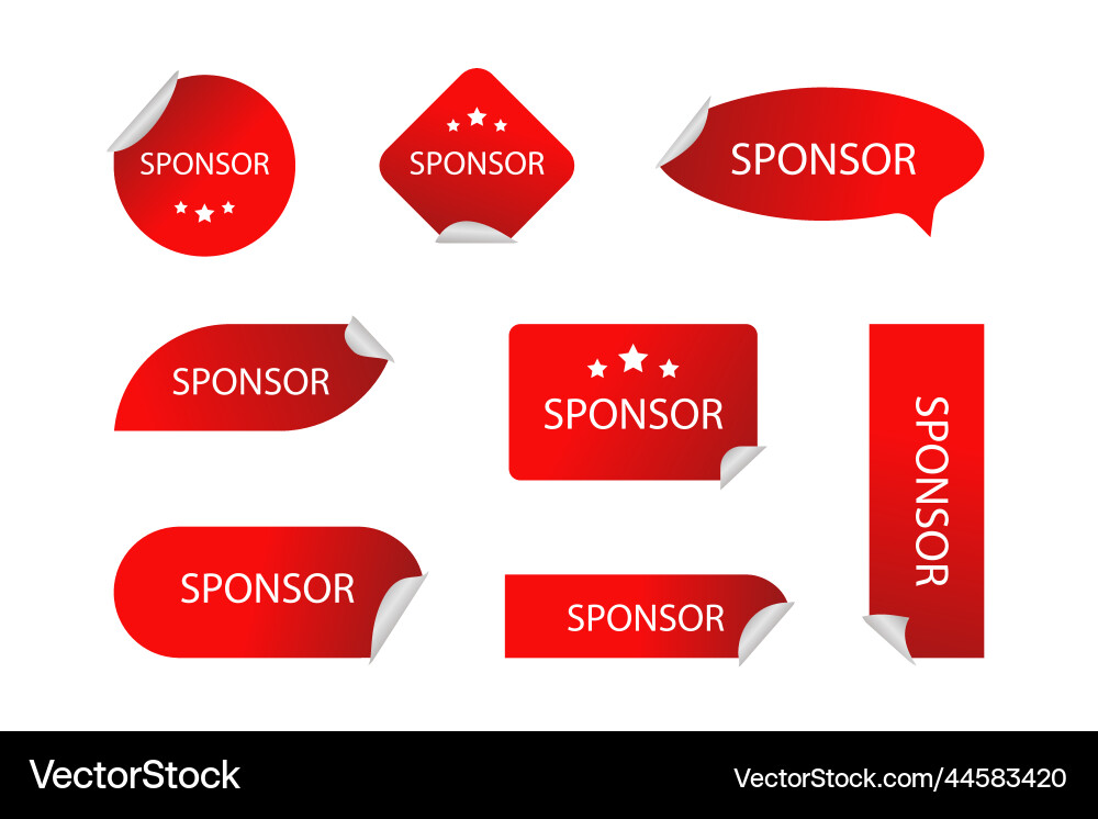 Set red sponsor stickers Set red sponsor stickers vector image