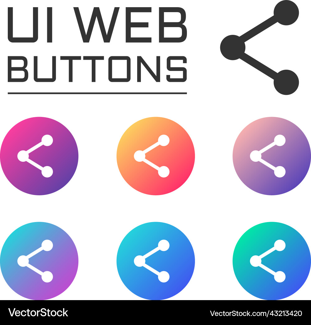 Share account ui web button elements Share account ui web button elements vector image