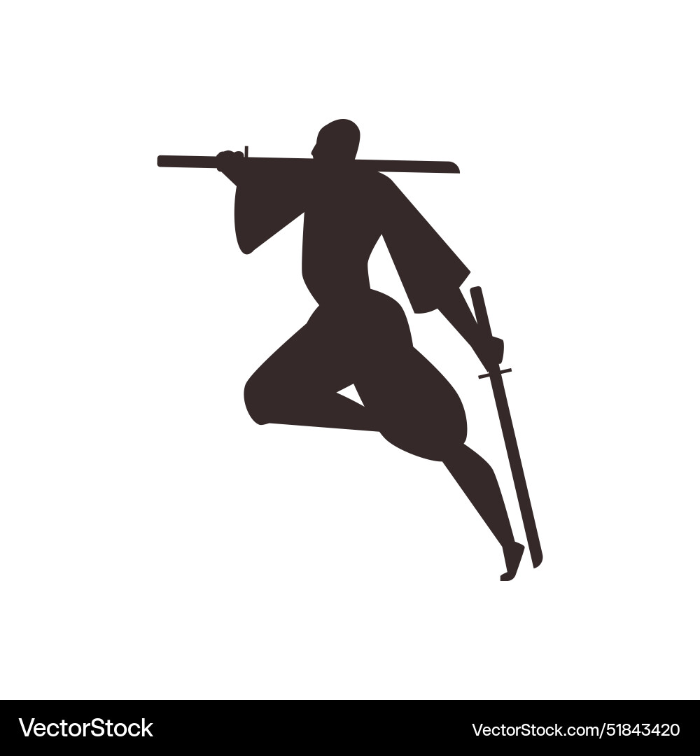 Silhouette of a ninja in dynamic jump Silhouette of a ninja in dynamic jump vector image