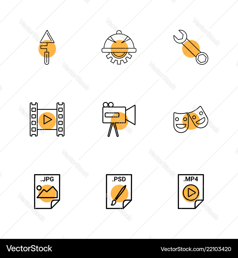Spade gear wrench video camcoder smiley Vector Image