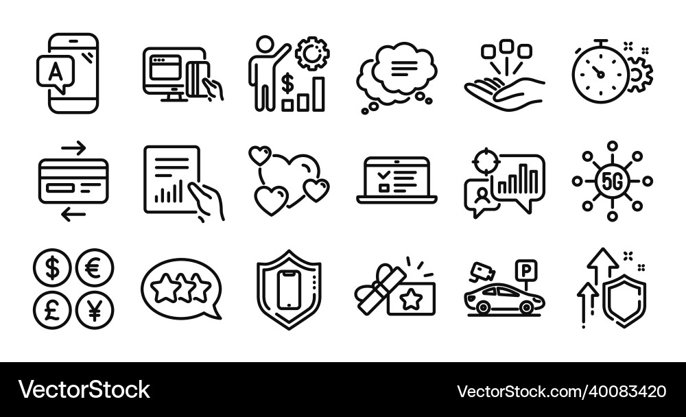 Web lectures heart and credit card line icons set Web lectures heart and credit card line icons set vector image