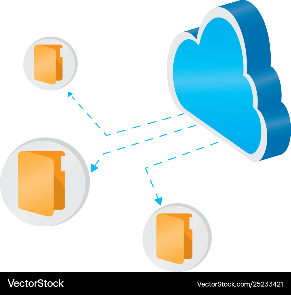 3d cloud computing icon with folder symbols vector image