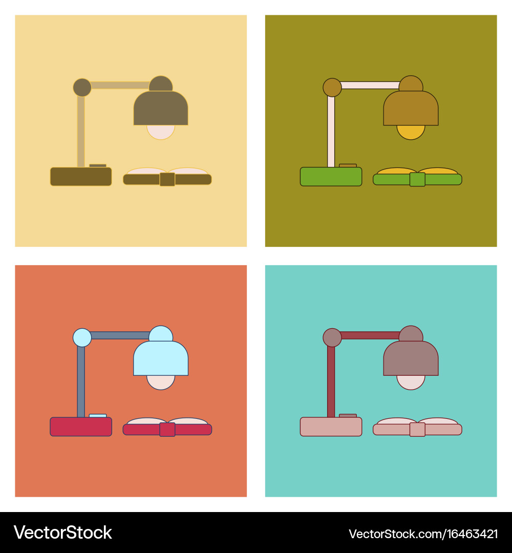 Assembly flat icons lamp open book Vector Image
