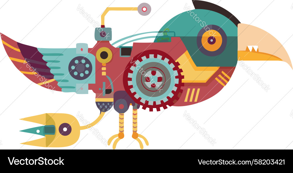Automaton Bird Robot - Steampunk Tech Vector Image