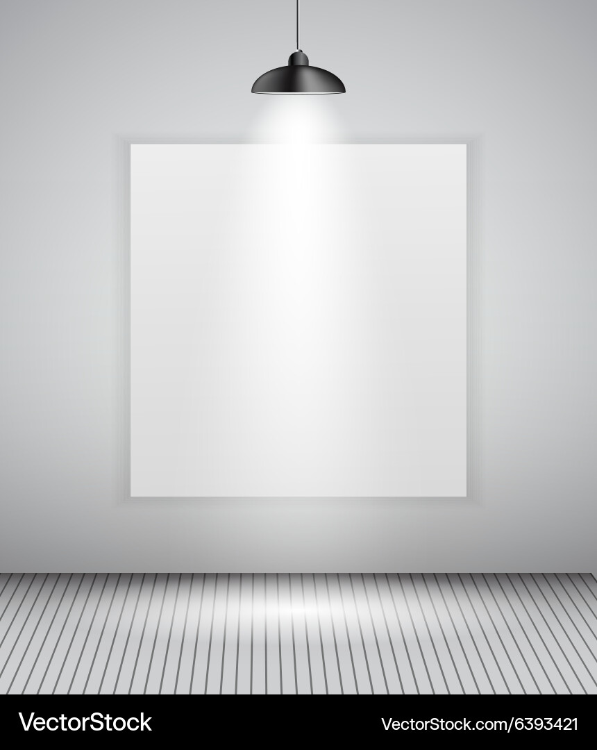 Background with lighting lamp and frame empty vector image