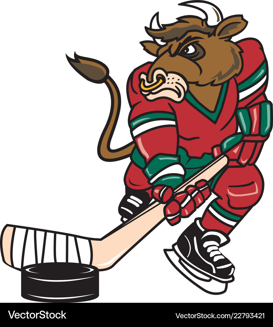 Bull Hockey Mascot Logo Vector Image