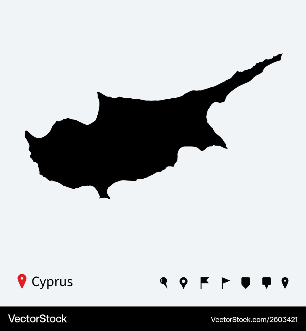 Cyprus Map with Navigation Pins Vector Image