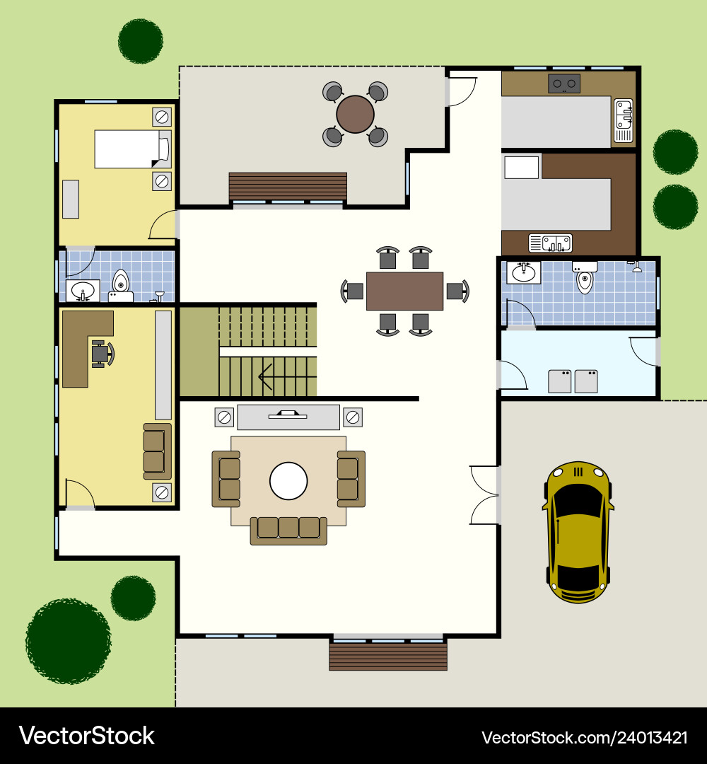 Floorplan architecture plan house ground floor Floorplan architecture plan house ground floor vector image