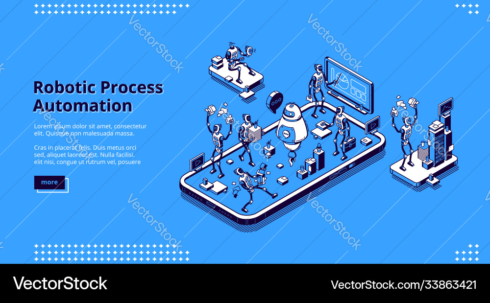 Landing page robotic process automation Landing page robotic process automation vector image
