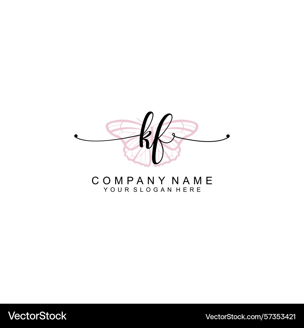 Minimalist handwritten kf initial logos with soft Vector Image