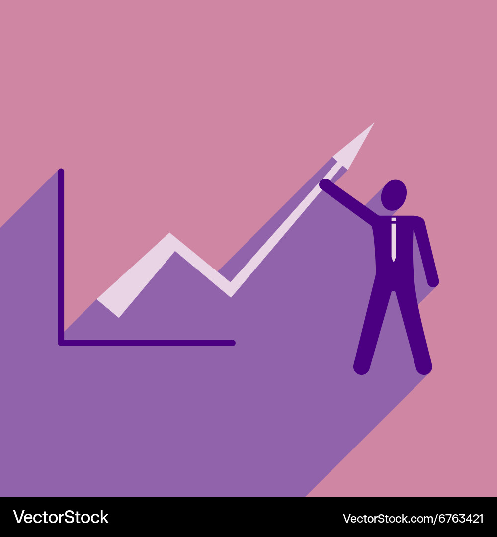 Modern flat icon with shadow man and graph Vector Image