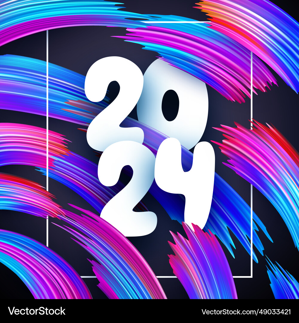 New year 2024 paper numbers for calendar header Vector Image