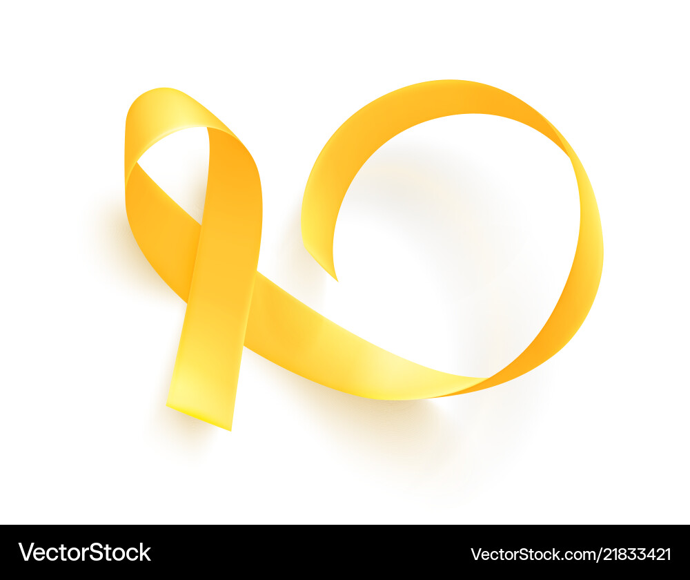 Realistic gold ribbon world childhood cancer Realistic gold ribbon world childhood cancer vector image