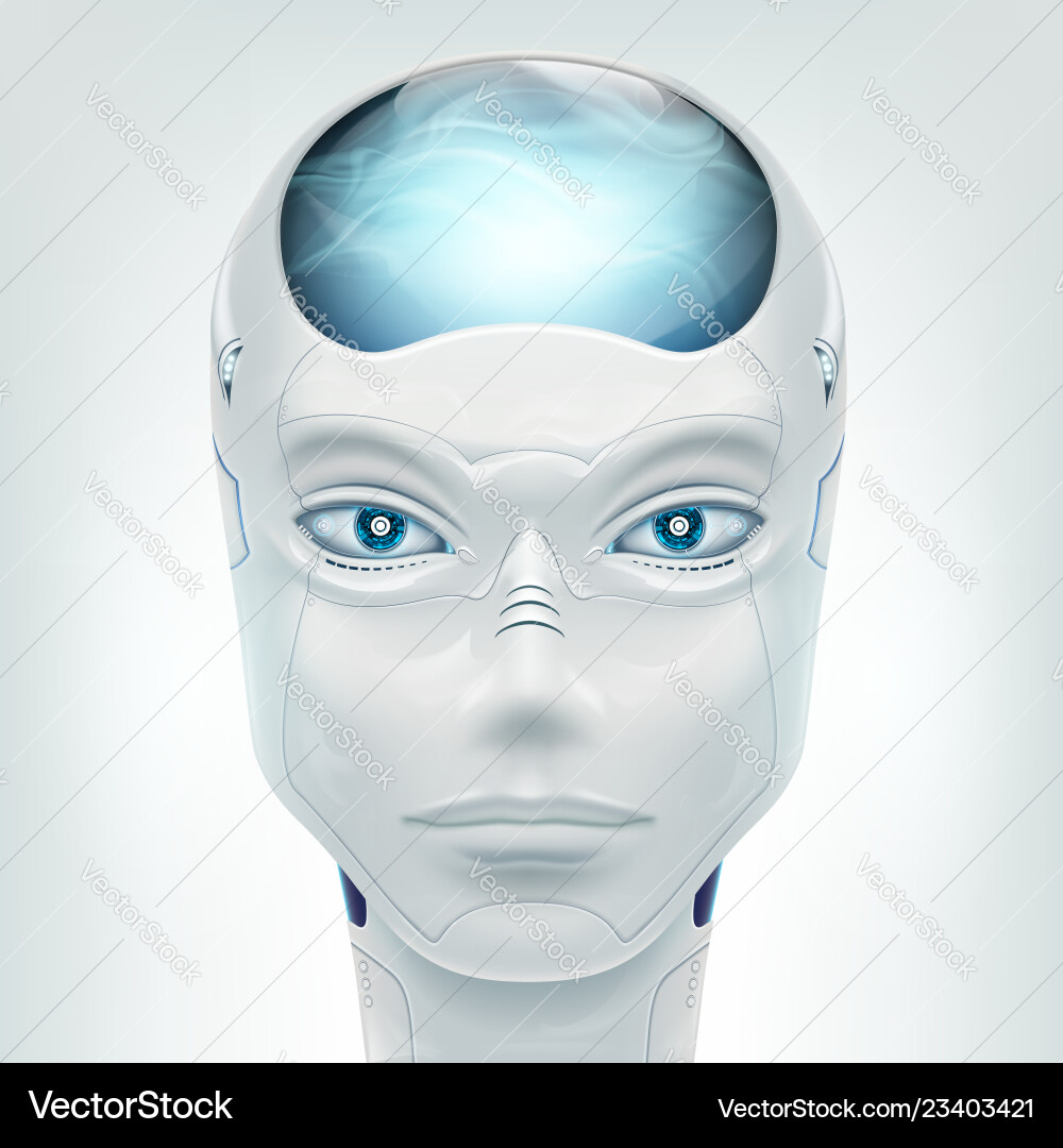 Robot Head Android Close-Up vector image