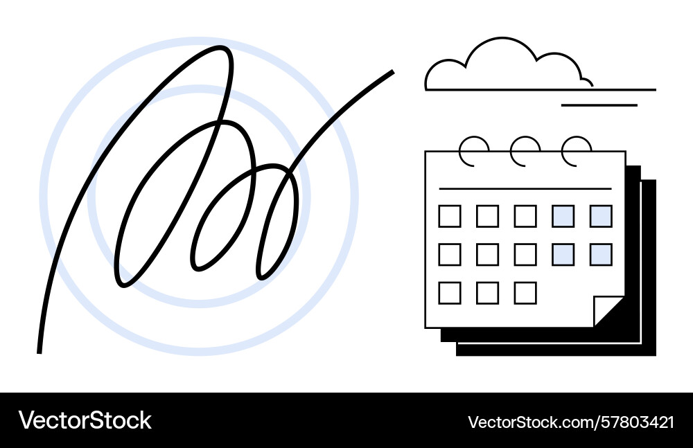 Scheduling concept with signature calendar Vector Image