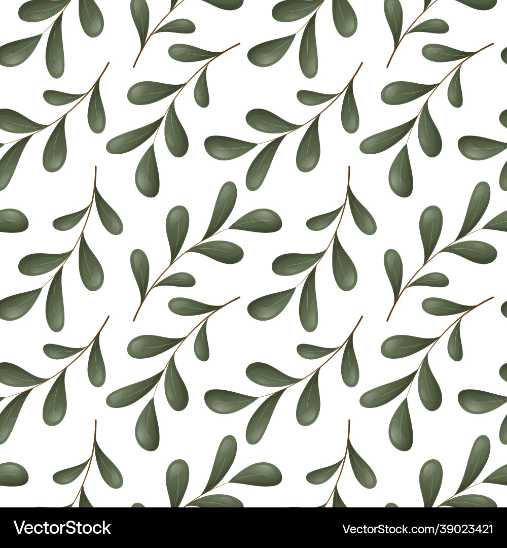 Seamless foliage pattern background with twigs Vector Image