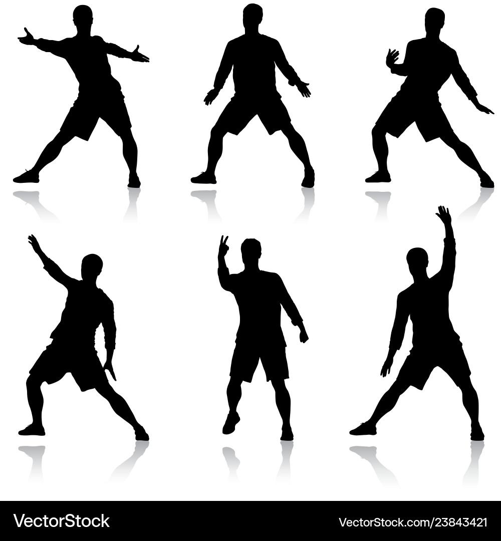 Silhouetted Man with Raised Arm Vector Image