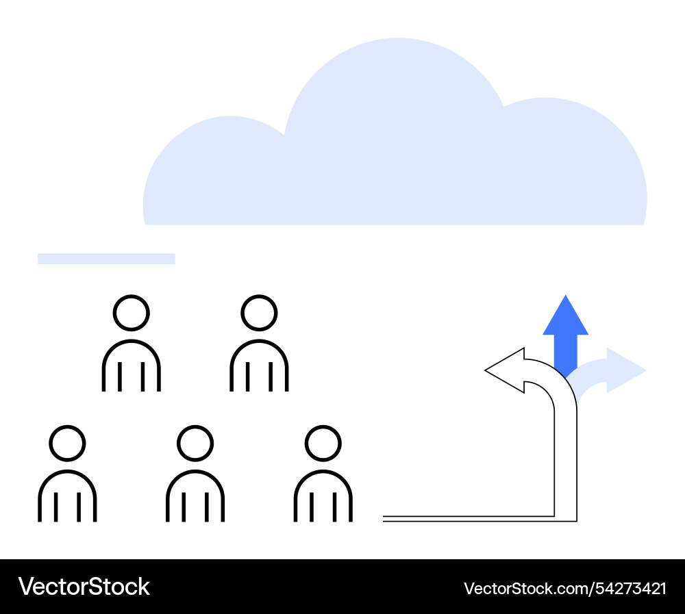 Teamwork and cloud computing with directional Teamwork and cloud computing with directional vector image