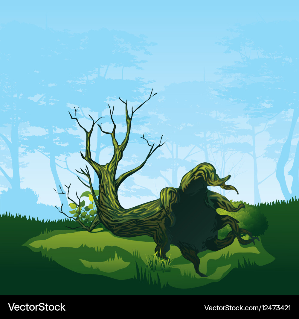 Tree with a curved crown Vector Image