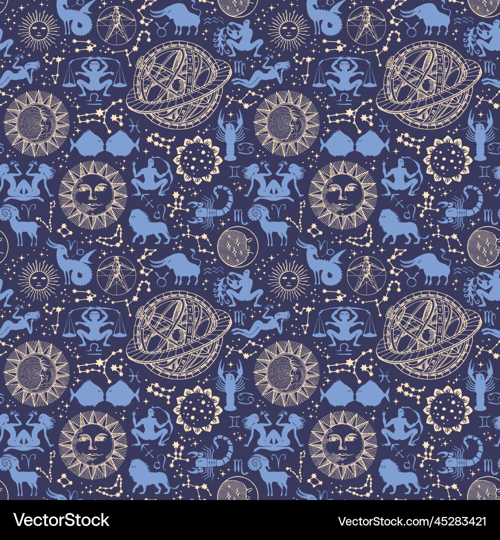 Zodiac Pattern - Celestial Harmony Vector Image