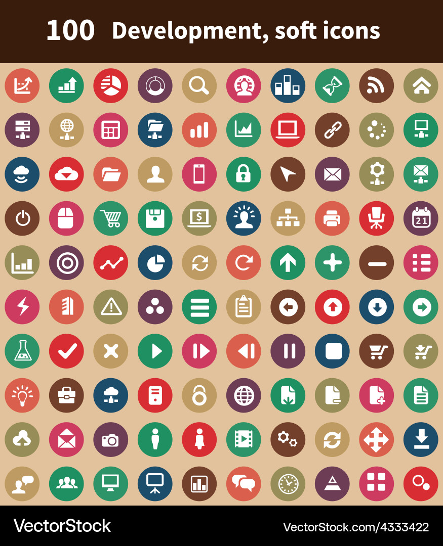 100 development soft icons vector image