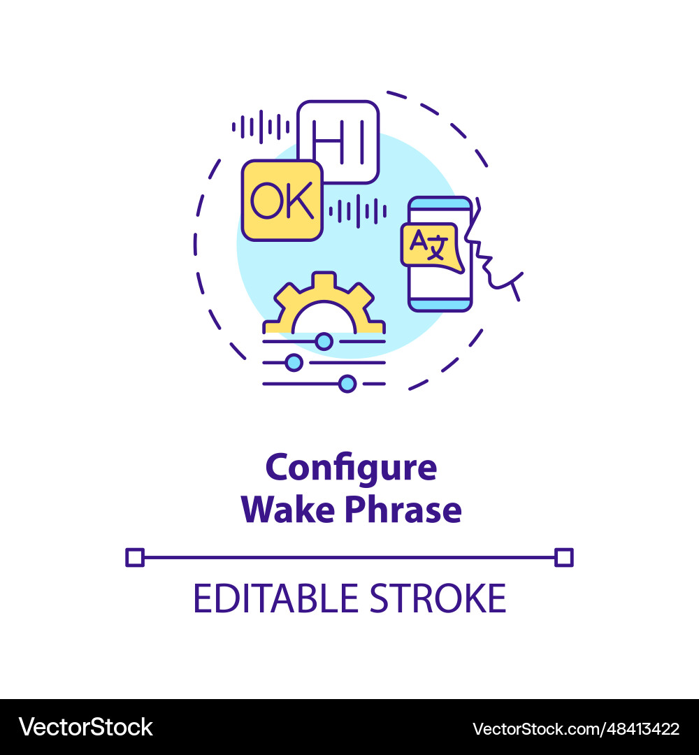 2d customizable configure wake process line icon 2d customizable configure wake process line icon Vector Image