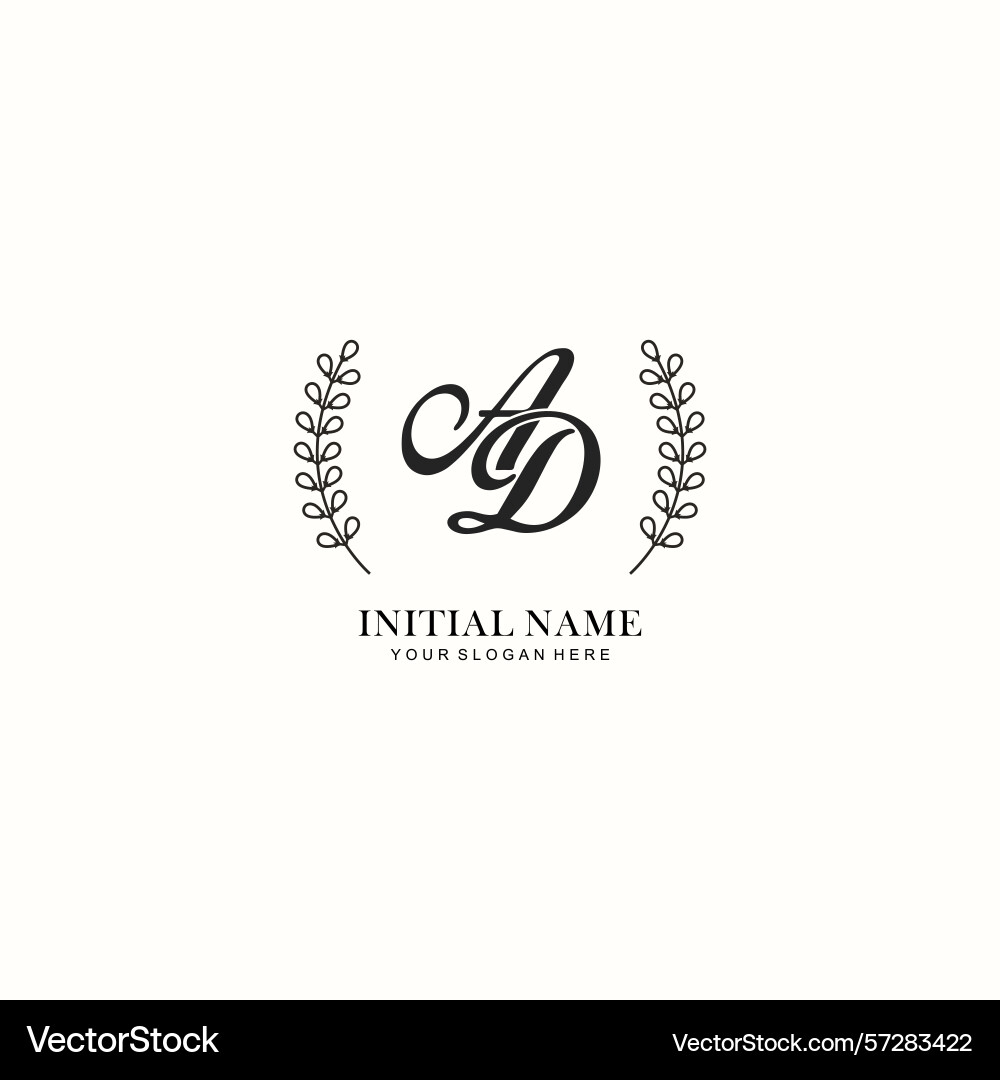 Ad initial logo templates with botanical elements Ad initial logo templates with botanical elements vector image