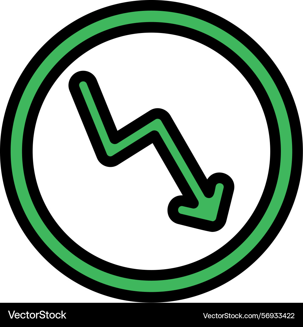 Arrow zigzag down line filled style icon design Vector Image