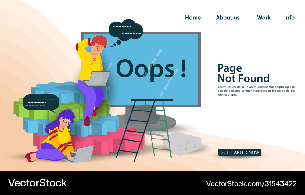 Banner oops 404 error page not found internet Banner oops 404 error page not found internet vector image